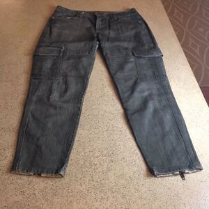 Cropped Cargo Jeans Olive Green